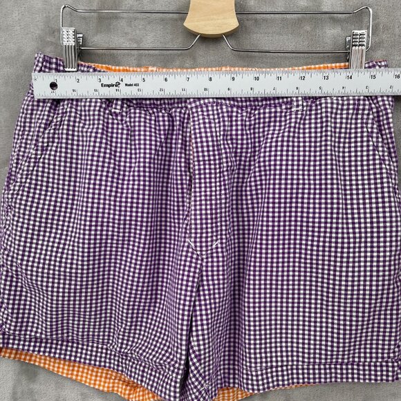 Chubbies Reversible Orange Purple Cotton Gingham 5 Inch Shorts USA Made - Picture 7 of 9